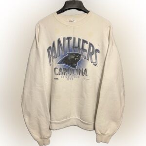 Carolina Panthers Trench Crewneck Sweatshirt Sz XL White NFL Football Vtg 1993